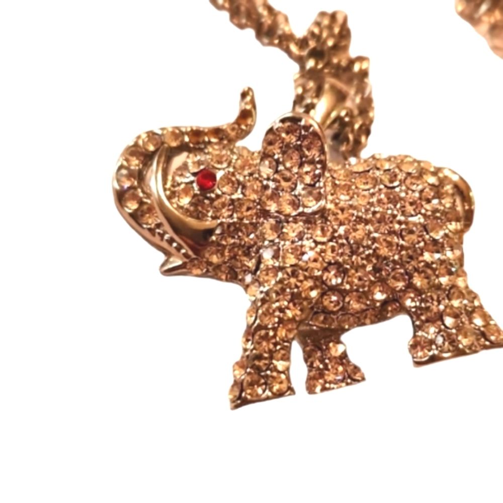 Cz reversable dimensional elephant necklace fashion